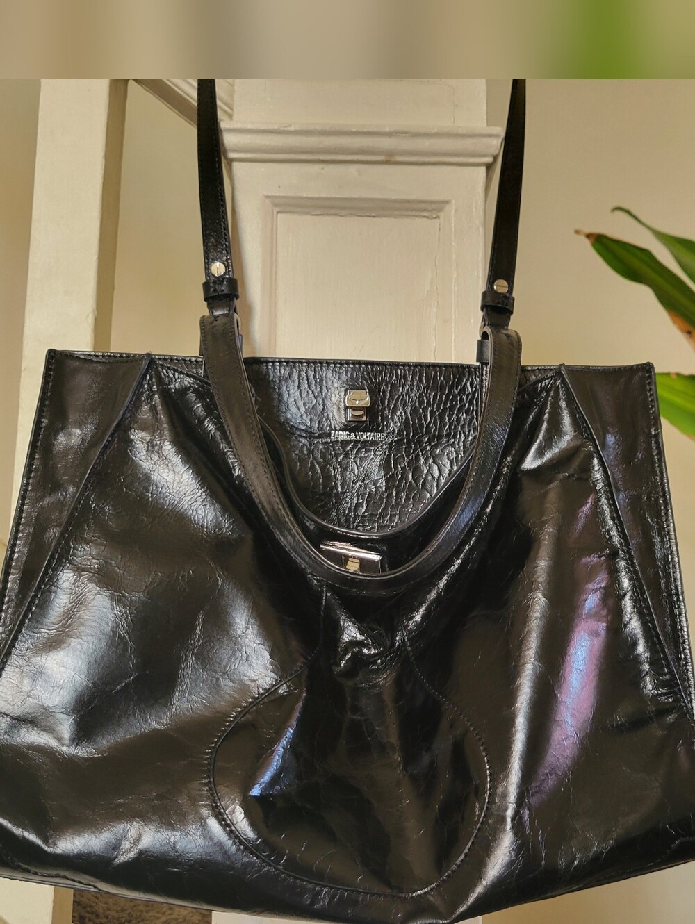 Zadig & Voltaire Large Jack Bag Black Crinkle Leather